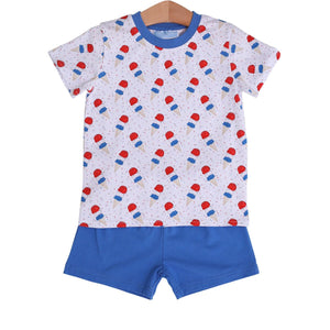 TROTTER STREET KIDS BOYS PATRIOTIC ICE CREAM TWO PIECE