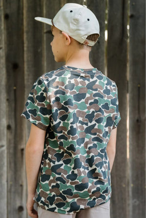 Youth Tee - Throwback Camo - Patch logo Pocket