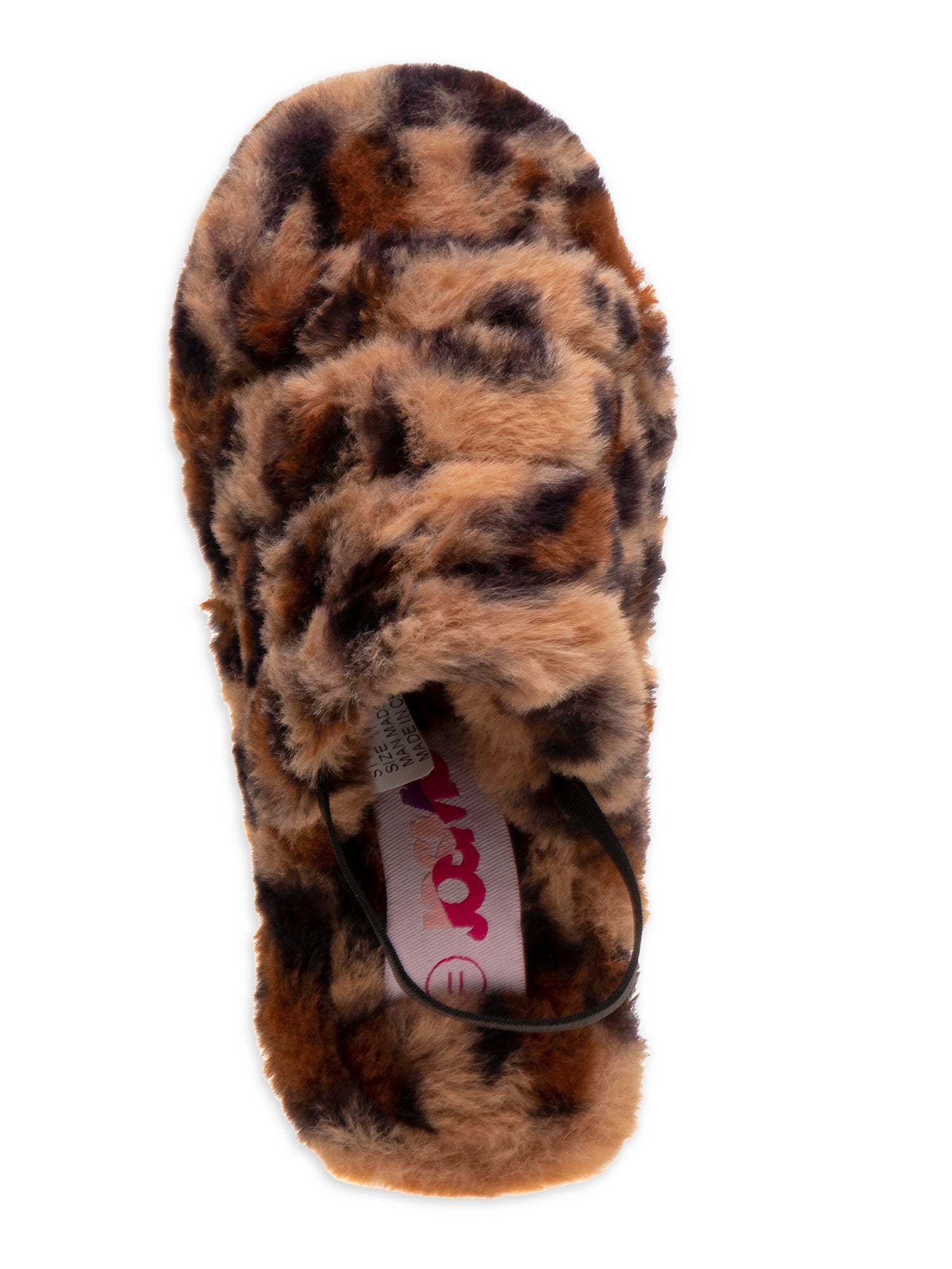 Josmo Girls Faux Fur Slingback Slipper Leopard