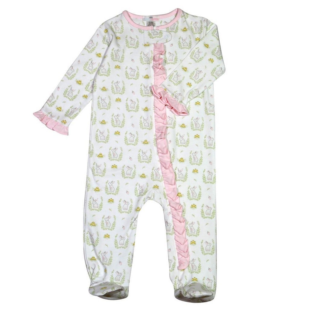 Baby Bliss/Baby Loren Pink Bunnies Pima Zipper Footie