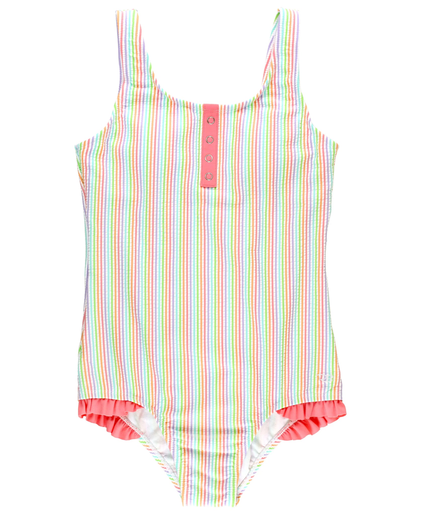 Rainbow Seersucker Tween Henley One Piece