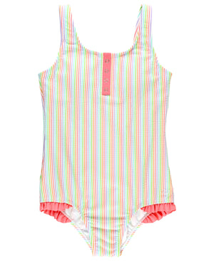 Rainbow Seersucker Tween Henley One Piece